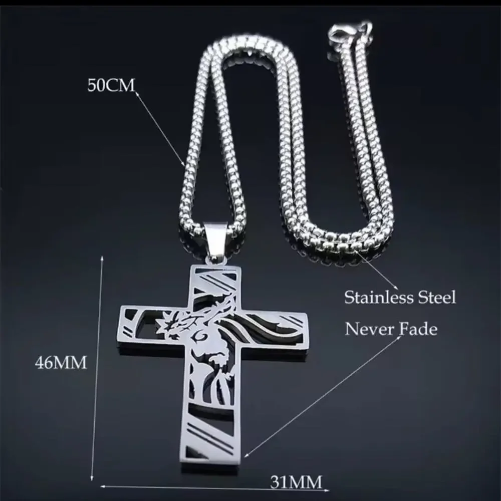 Crucifix Cross Necklace Crown of Thorns Jesus Christmas Men's Birthday Gift NEW!